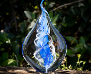 Memorial Glass Flame with Cremation Ashes