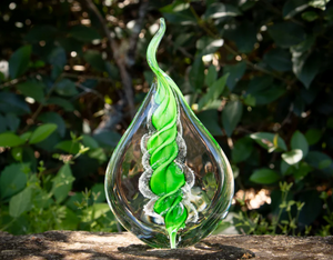 Memorial Glass Flame with Cremation Ashes