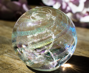 Dichroic Orb with Cremation Ash