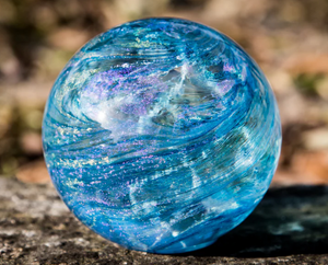 Dichroic Orb with Cremation Ash