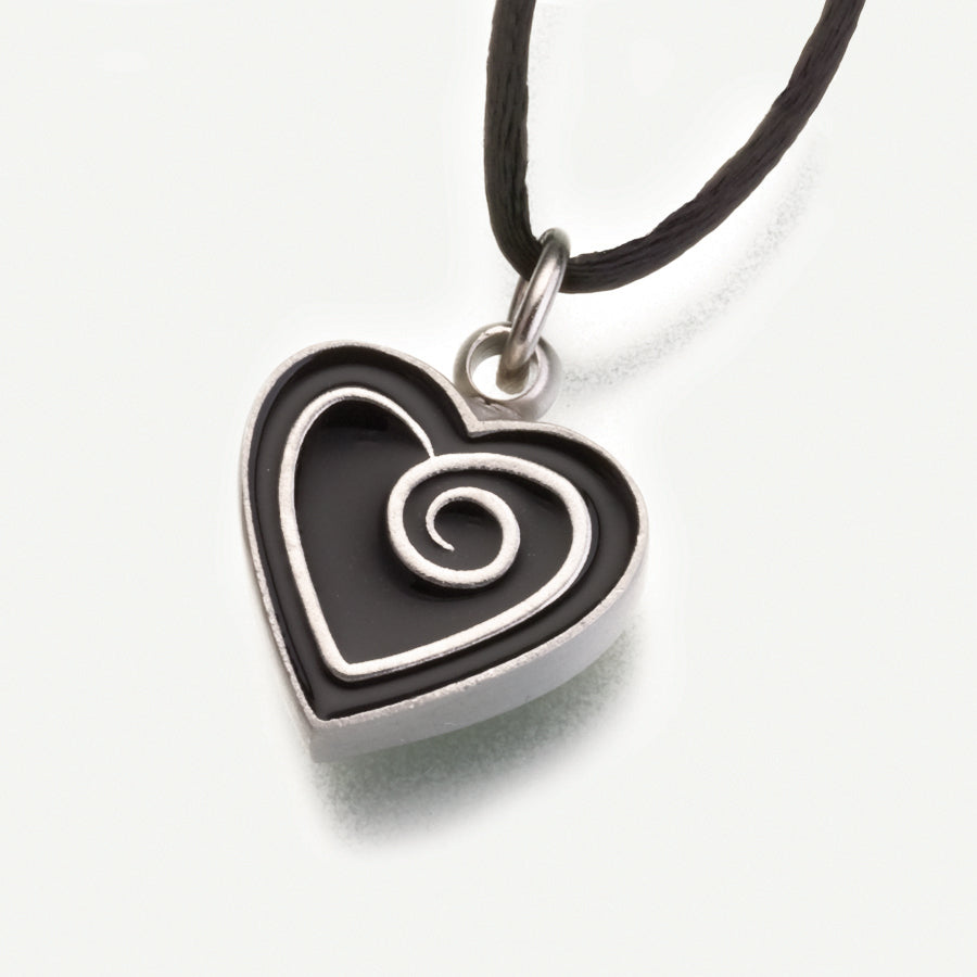 Enameled Pewter Satin Black Heart